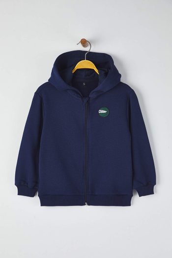 Trendyolmilla Kids Navy Blue Cotton Printed Hoodie Sweatshirt