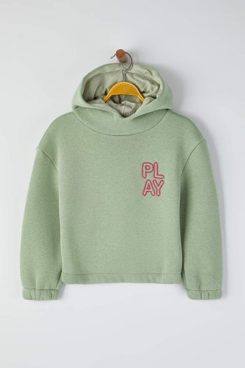 Trendyolmilla Kids Mint Printed Cotton Hoodie for Girls