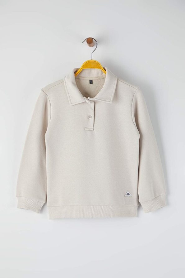 Trendyolmilla Kids Unisex Cotton Polo Neck Sweatshirt