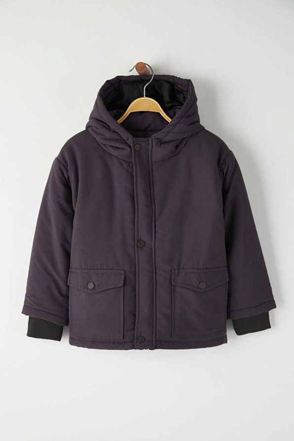 Trendyolmilla Kids Dark Gray Regular Fit Hooded Jacket for Boys