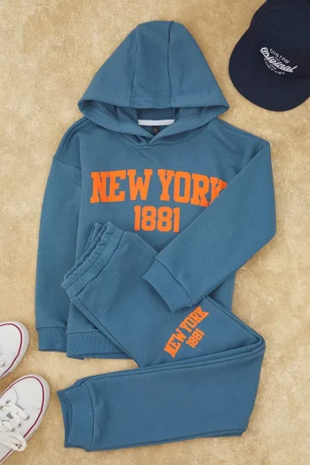 Trendyolmilla Kids Blue Unisex Cotton Hoodie Set