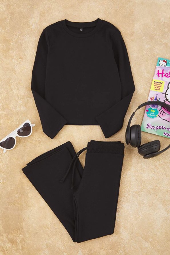 Trendyolmilla Kids Black Girls' Crew Neck Knit Set