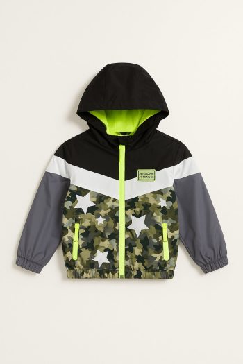 Boys' Hooded Camouflage Printed Windbreaker Jacket