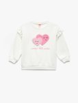 Girls' Long Sleeve Cotton Heart Appliqué Fleece Sweatshirt