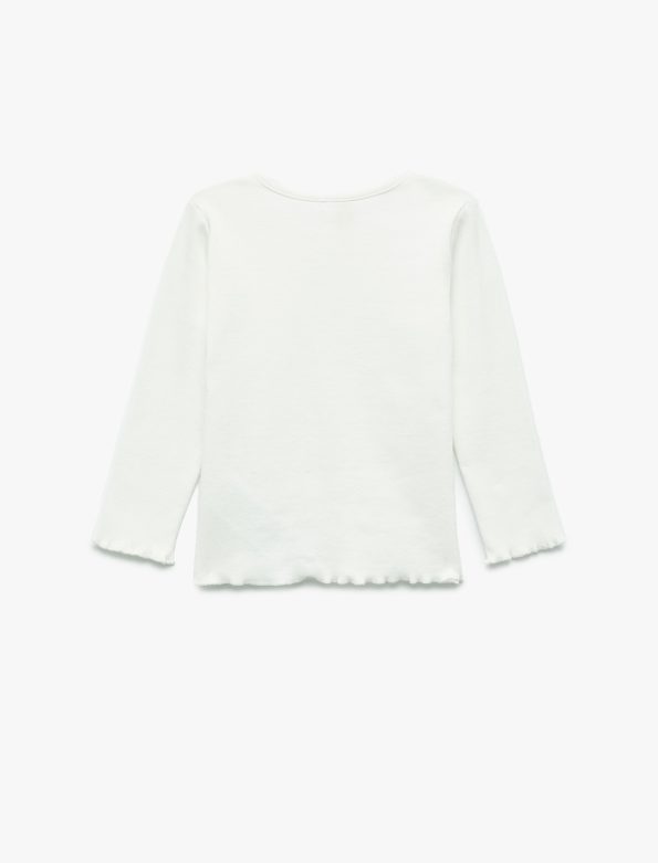 Girls' Long Sleeve Cotton T-Shirt with Bow Detail