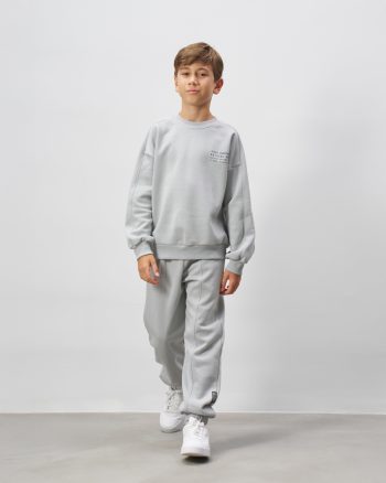 Boys' Cotton Gray Basic Printed Sweatshirt and Jogger Set