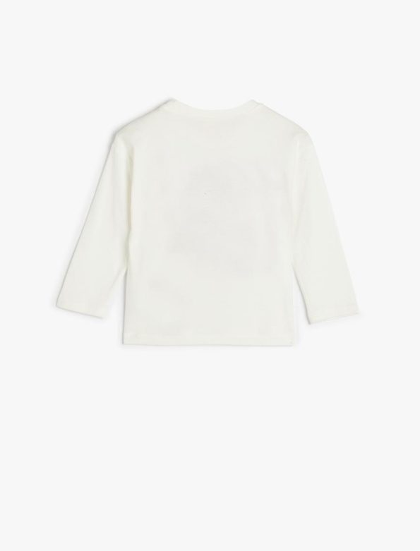 Girls' Long Sleeve Cotton T-Shirt with Slogan Print