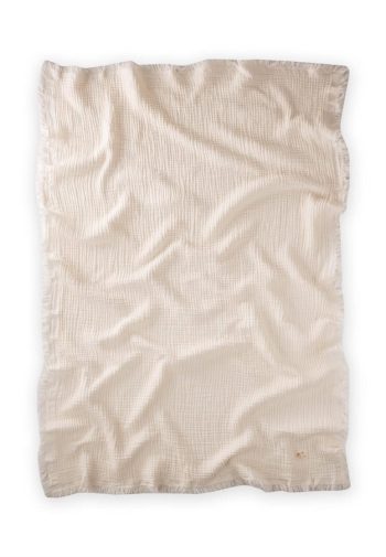 Four-Layer Fringed Muslin Blanket 80X120 Cm Natural
