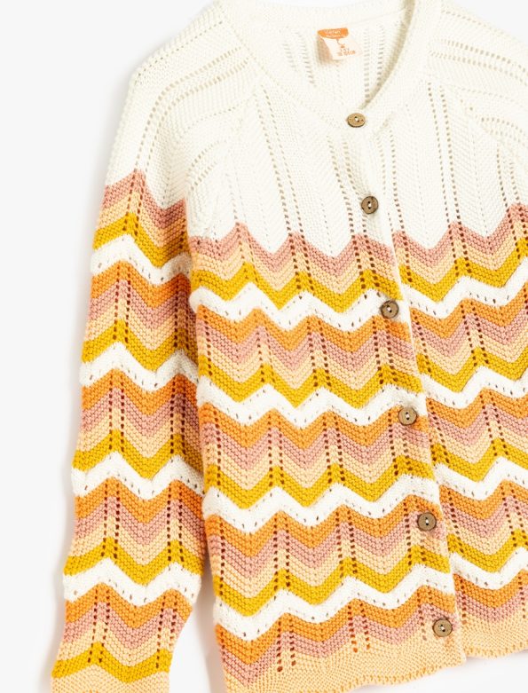 Girls' Long Sleeve Patterned Knit Cardigan