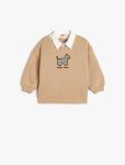Girls' Long Sleeve Dog Appliqué Cotton Sweatshirt