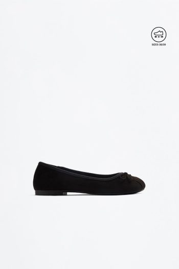 Gathered Bow Detail Ballerina Flats