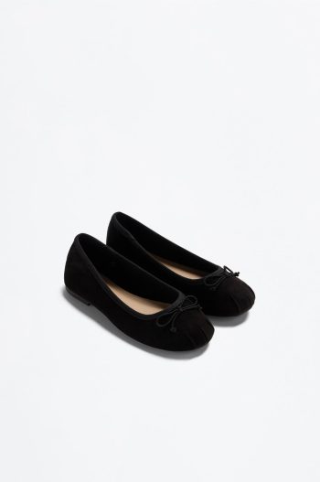 Gathered Bow Detail Ballerina Flats