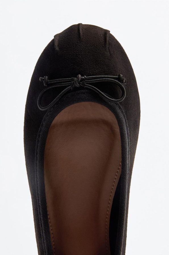 Gathered Bow Detail Ballerina Flats