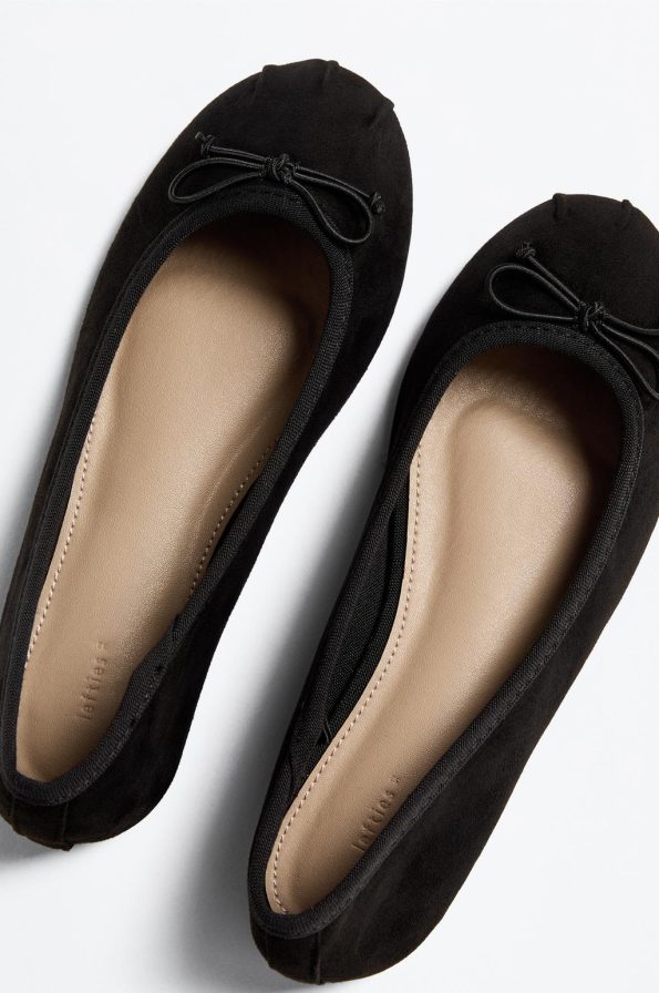 Gathered Bow Detail Ballerina Flats