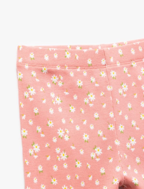 Girls' Cotton Floral Print Elastic Waist Long Leggings