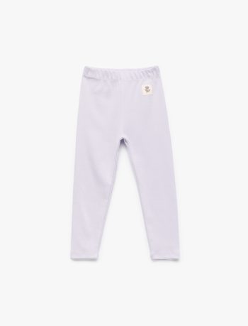 Girl's Cotton Elastic Waist Ribbed Basic Long Leggings