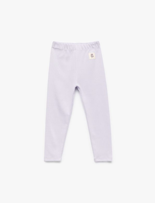 Girl's Cotton Elastic Waist Ribbed Basic Long Leggings