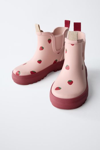 Strawberry Print Rain Boots