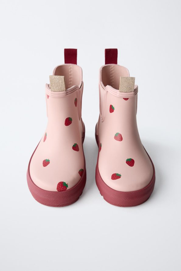 Strawberry Print Rain Boots
