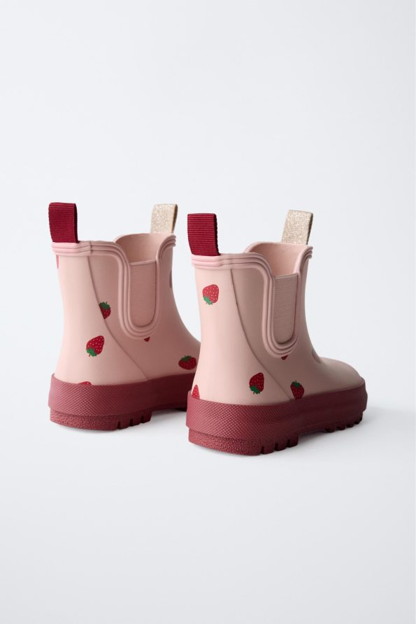 Strawberry Print Rain Boots