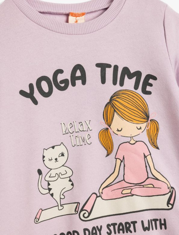 Girls' Baby Sweatshirt with Printed Details and Long Sleeves