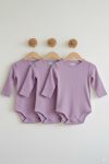 Lindakids 100% Cotton Long Sleeve Snap Bodysuit Set in Lilac