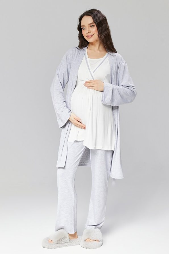 RimelLife Maternity Pajama Set with Robe