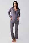 Artış Baby Button-Up Long Sleeve Stretch Viscose Maternity Pajama Set