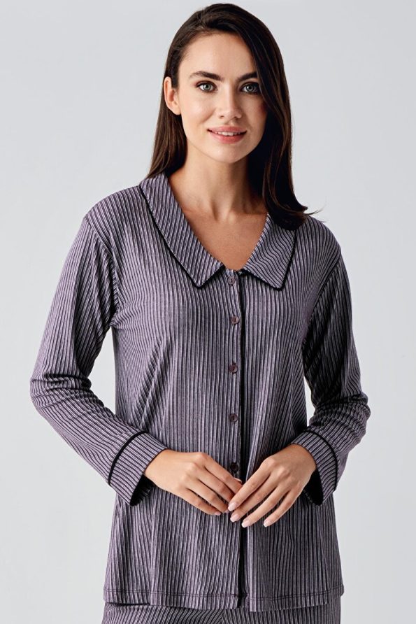 Artış Baby Button-Up Long Sleeve Stretch Viscose Maternity Pajama Set