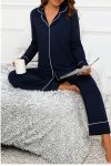 Miss World Lissa Button-Up Long Sleeve Comfortable Maternity and Nursing Pajama Set