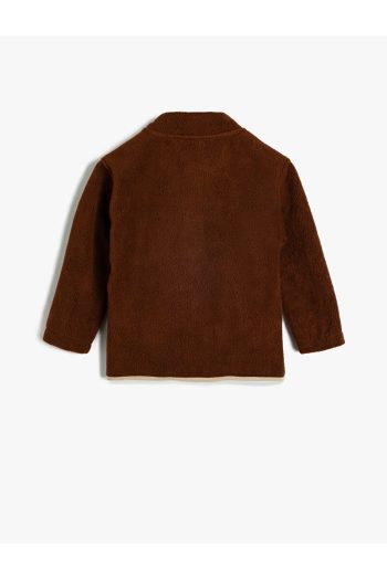 Cotton Fleece Jacket with Zipper and Parachute Fabric Details