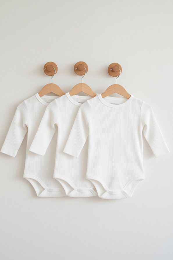 Lindakids 100% Cotton Long Sleeve Snap Baby Bodysuit Set