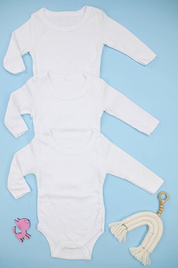 Lindakids 100% Cotton Long Sleeve Snap Baby Bodysuit Set