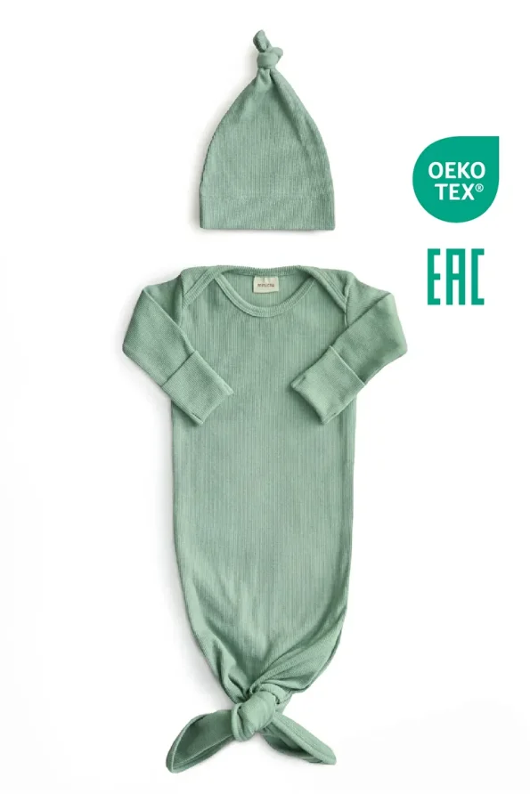 Minuche Ribbed Baby Bodysuit and Hat Set 100% Cotton - Easy Diaper Access Design