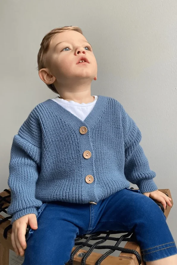 Babily Knit Baby Cardigan - Flexible Unisex Oversized, 0-5 Years