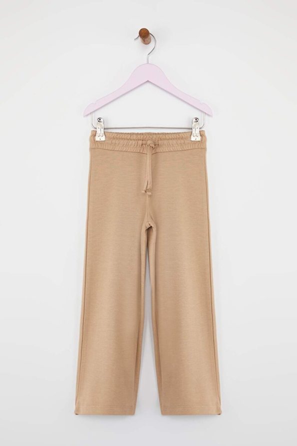 Trendyolmilla Kids Anthracite-Beige Cotton Knit Trousers for Girls