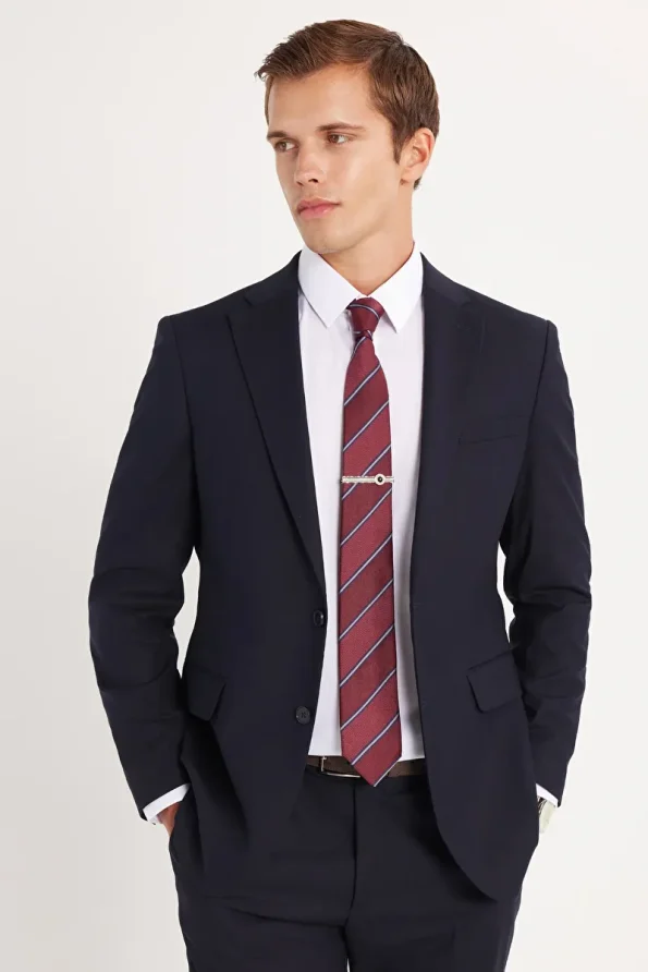 Tudors Boys Slim Fit Mono Collar Stretch Fabric Navy Suit