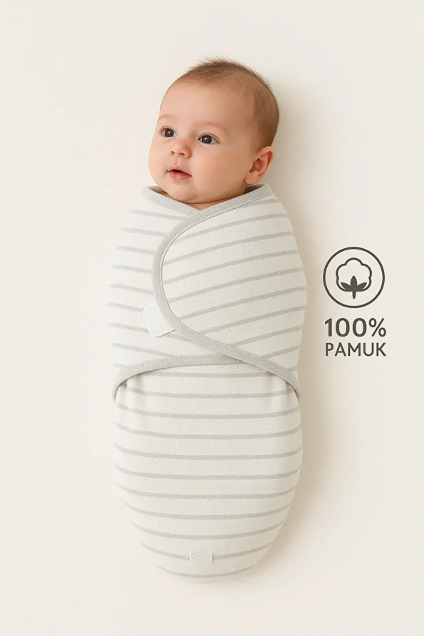 Mimocan 100% Cotton Swaddle for 0-4 Months Baby with Velcro Closure