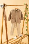 Stylish Brown Hooded Cotton Two-Piece Set for Babies and Kids