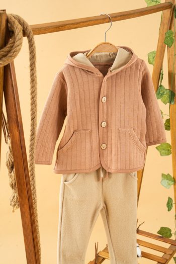 Trendy Baby Toddler Brick Hooded Cotton Comfortable 2-Piece Outfit