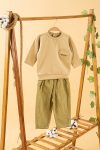 Trendy Baby and Kids Haki Sweatshirt and Pants Set