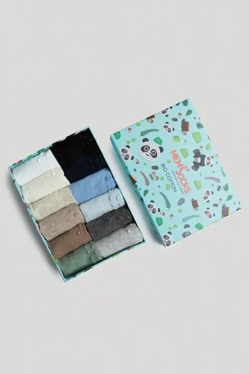 MEM SOCKS 12-Pack Organic Cotton Non-Slip Baby/Child Socks