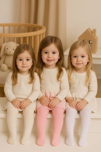 Pico Baby 3-Pack Cotton Solid Color Tights for Girls