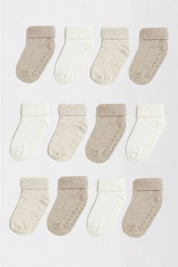 MEM SOCKS Organic Cotton Non-Slip Baby/Child Socks Pack of 12