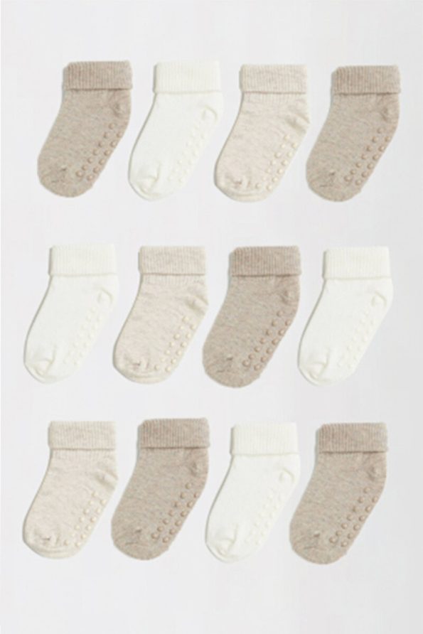 MEM SOCKS Organic Cotton Non-Slip Baby/Child Socks Pack of 12