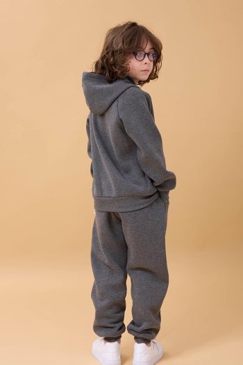 Perendi Unisex Hoodie with Fleece Lining for Kids in Anthracite