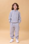 Perendi Hooded Unisex Kids Set with Fleece Lining in Gray