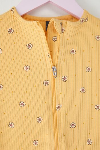 Trendyolmilla Kids Mustard Floral Print Long Sleeve Knit Romper