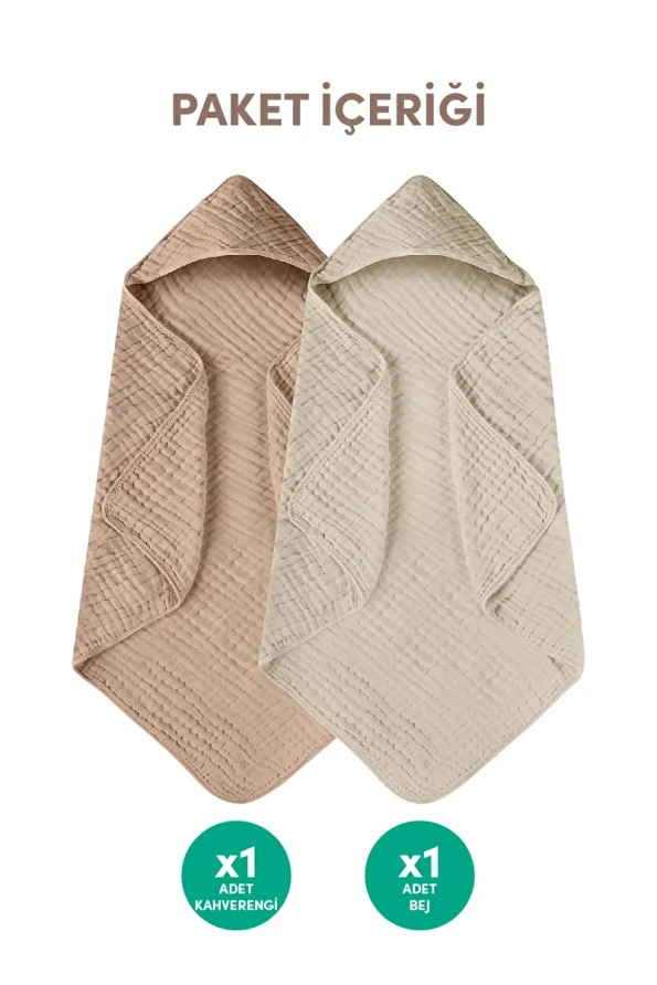 Minuche 100% Muslin Cotton Baby Bath Towels - Set of 2