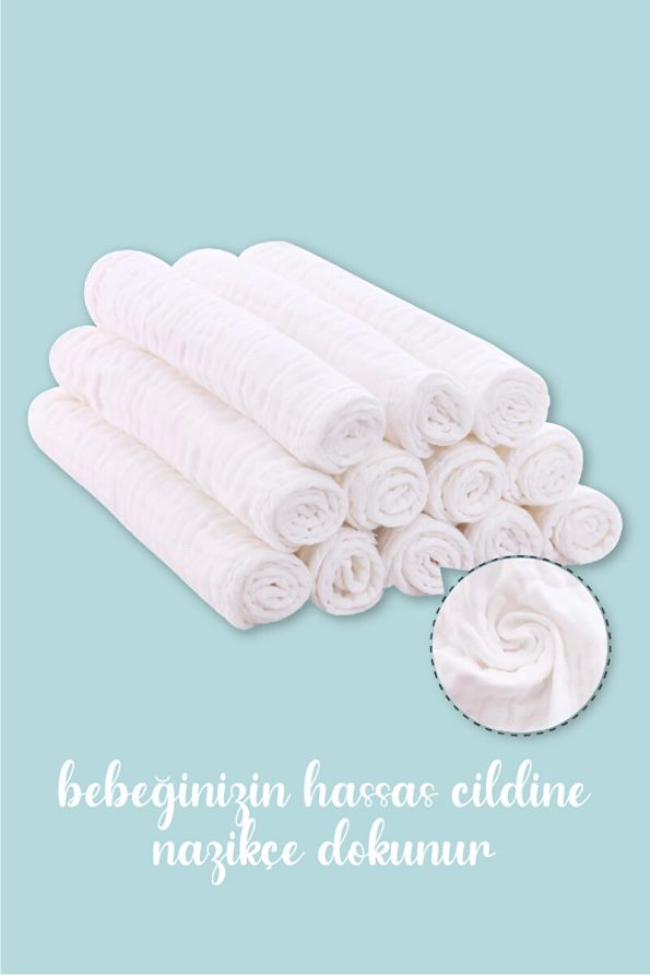 Minuche Set of 10 Muslin Baby Cloths 25X50 cm - Ultra Soft 100% Cotton